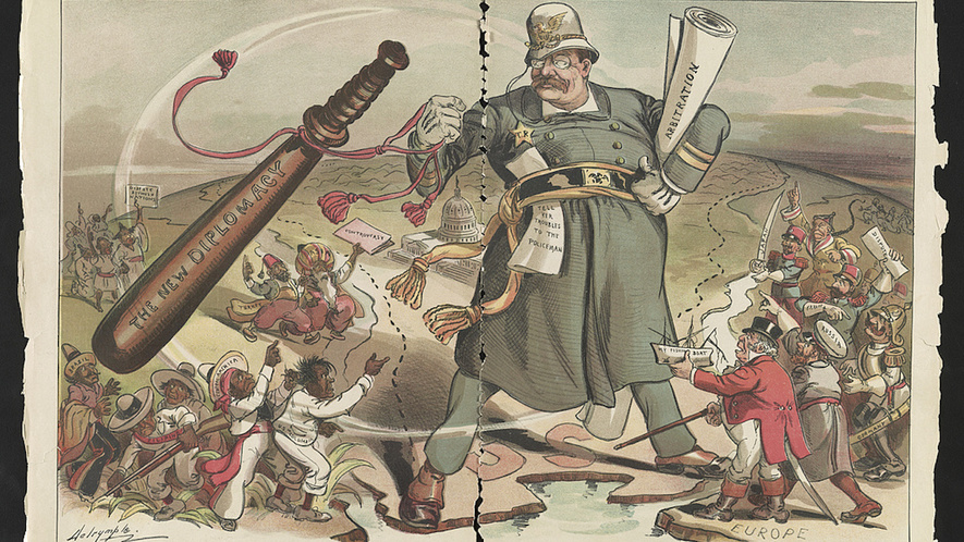 Image result for political cartoons about theodore roosevelt's aggressive in latin America