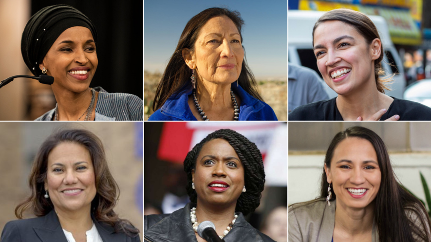 These newly elected members of Congress all made history. (Top, from left) Ilhan Omar, Deb Haaland and Alexandria Ocasio-Cortez; (bottom from left) Veronica Escobar, Ayanna Pressley and Sharice Davids. Photos from AP