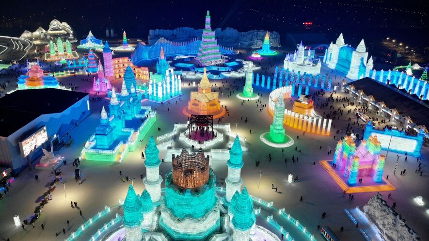 Newsela Watch This Ice City Come Alive With Colorful Lights